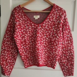 Maeve Red patterned Sweater From Anthropologie
